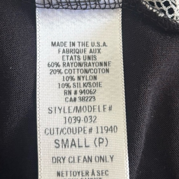 NWT Language Black & Ivory Lace Short Sleeve Top S - Picture 5 of 5